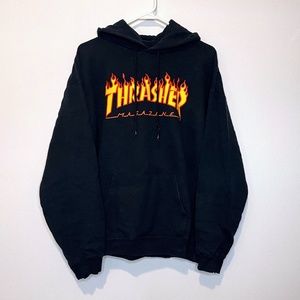 Vintage Thrasher Skateboard Magazine Hoodie Hooded Sweatshirt Mens Medium Black